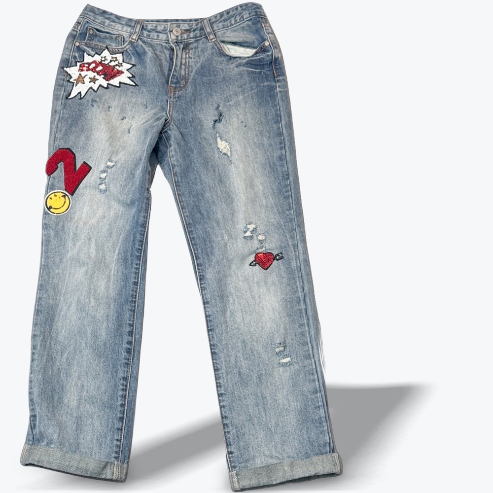 Hannah Banana Kids Denim Jeans Size 12 ‎ Factory Distressed Patches
Streetwear